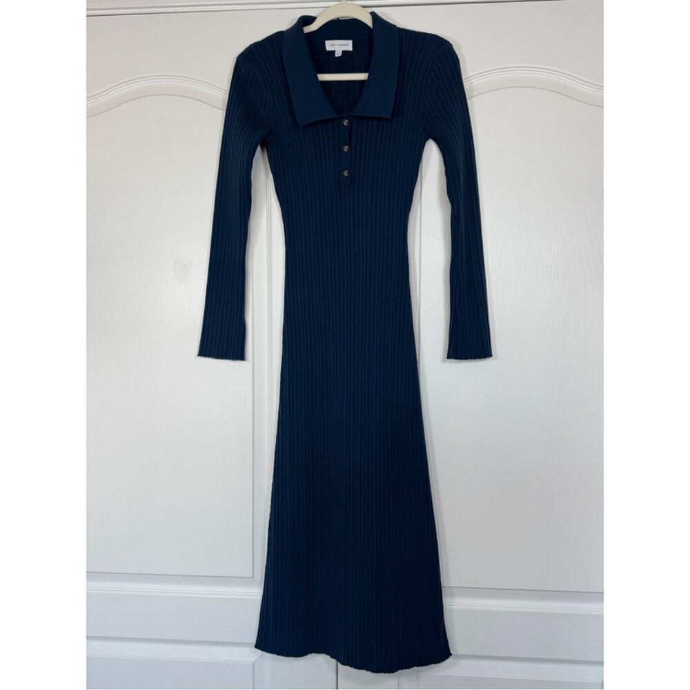 Lost + Wander Giustina Ribbed Collared Sweater Maxi Dress Teal XS/S - Picture 3 of 14